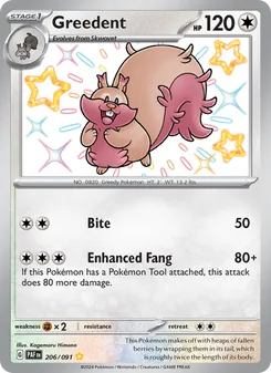 Greedent card from Paldean Fates, number 206/91