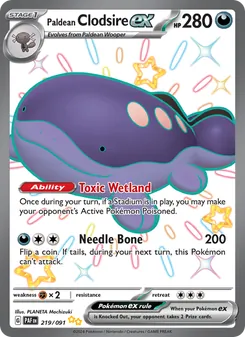 Paldean Clodsire ex card from Paldean Fates, number 219/91