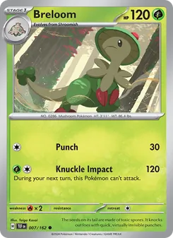 Breloom card from Temporal Forces, number 007/162