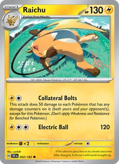 Raichu card from Temporal Forces, number 052/162