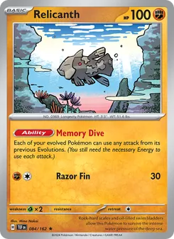 Relicanth card from Temporal Forces, number 084/162