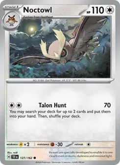 Noctowl card from Temporal Forces, number 127/162