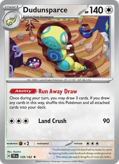 Dudunsparce card from Temporal Forces, number 129/162