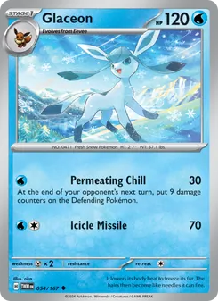 Glaceon card from Twilight Masquerade, number 054/167