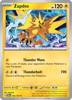 Zapdos card from Twilight Masquerade, number 065/167