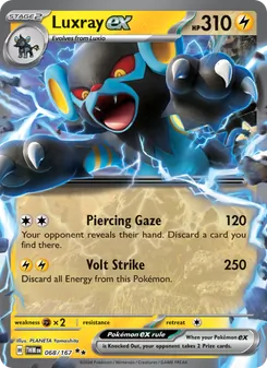 Luxray ex card from Twilight Masquerade, number 068/167