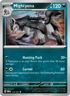 Mightyena card from Twilight Masquerade, number 114/167