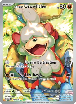 Hisuian Growlithe card from Twilight Masquerade, number 181/167