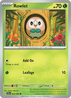 Rowlet card from Shrouded Fable, number 003/64