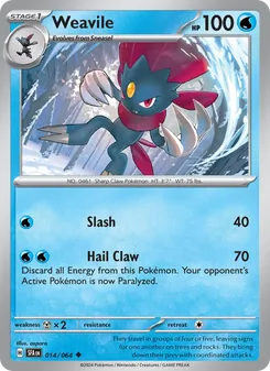 Weavile card from Shrouded Fable, number 014/64