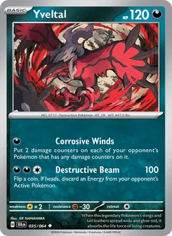 Yveltal card from Shrouded Fable, number 035/64