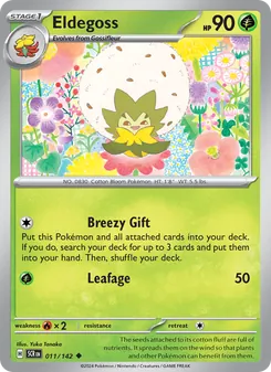 Eldegoss card from Stellar Crown, number 011/142