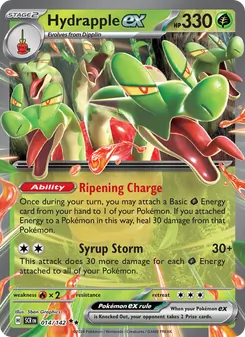 Hydrapple ex card from Stellar Crown, number 014/142