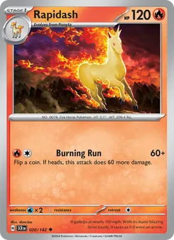 Rapidash card from Stellar Crown, number 020/142