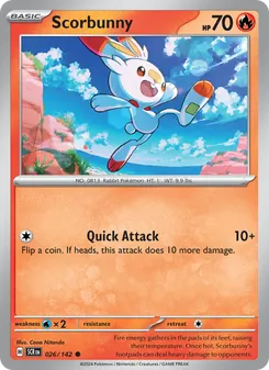 Scorbunny card from Stellar Crown, number 026/142
