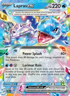 Lapras ex card from Stellar Crown, number 032/142