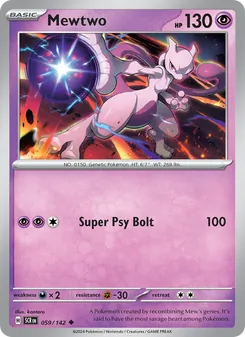 Mewtwo card from Stellar Crown, number 059/142