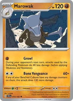 Marowak card from Stellar Crown, number 073/142