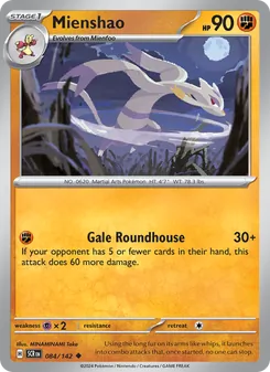 Mienshao card from Stellar Crown, number 084/142
