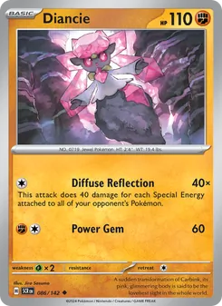Diancie card from Stellar Crown, number 086/142