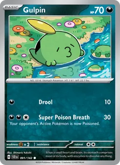 Gulpin card from Stellar Crown, number 091/142