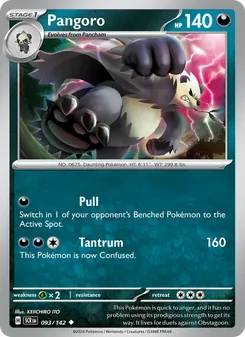Pangoro card from Stellar Crown, number 093/142
