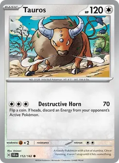 Tauros card from Stellar Crown, number 112/142