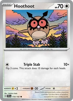 Hoothoot card from Stellar Crown, number 114/142