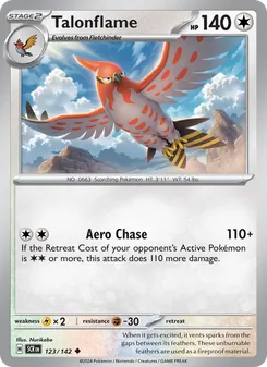 Talonflame card from Stellar Crown, number 123/142