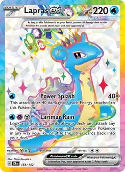 Lapras ex card from Stellar Crown, number 158/142