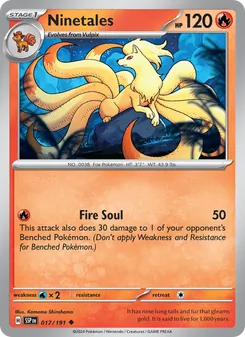Ninetales card from Surging Sparks, number 017/191