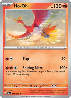 Ho-Oh card from Surging Sparks, number 019/191