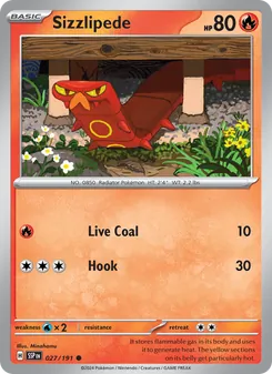 Sizzlipede card from Surging Sparks, number 027/191