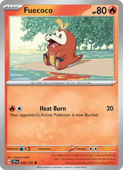 Fuecoco card from Surging Sparks, number 029/191