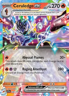 Ceruledge ex card from Surging Sparks, number 036/191