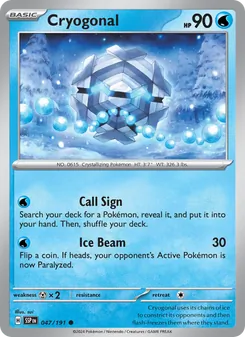 Cryogonal card from Surging Sparks, number 047/191