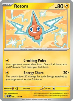 Rotom card from Surging Sparks, number 061/191