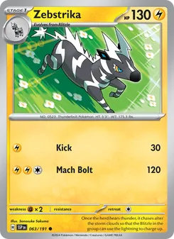 Zebstrika card from Surging Sparks, number 063/191