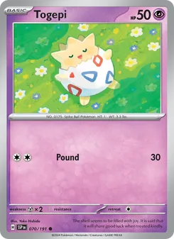Togepi card from Surging Sparks, number 070/191