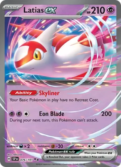 Latias ex card from Surging Sparks, number 076/191