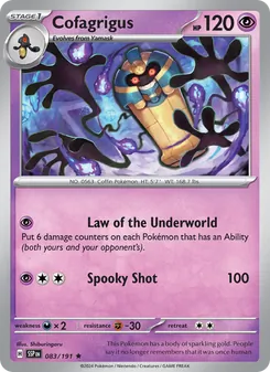 Cofagrigus card from Surging Sparks, number 083/191