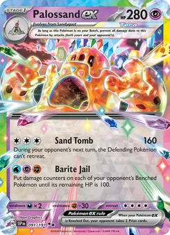 Palossand ex card from Surging Sparks, number 091/191