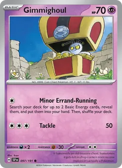 Gimmighoul card from Surging Sparks, number 097/191