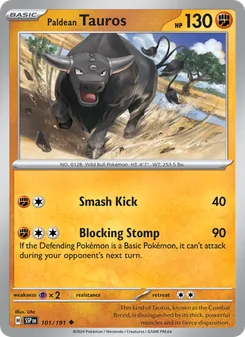 Paldean Tauros card from Surging Sparks, number 101/191