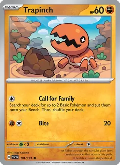 Trapinch card from Surging Sparks, number 104/191