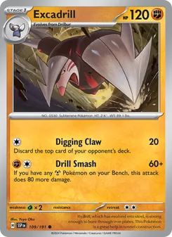 Excadrill card from Surging Sparks, number 109/191