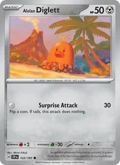 Alolan Diglett card from Surging Sparks, number 122/191