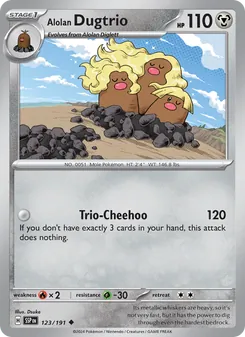Alolan Dugtrio card from Surging Sparks, number 123/191