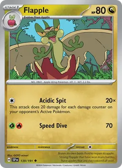 Flapple card from Surging Sparks, number 139/191