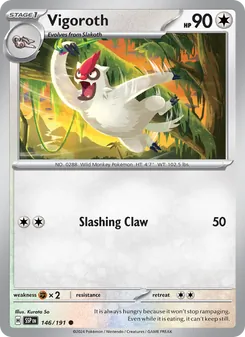 Vigoroth card from Surging Sparks, number 146/191